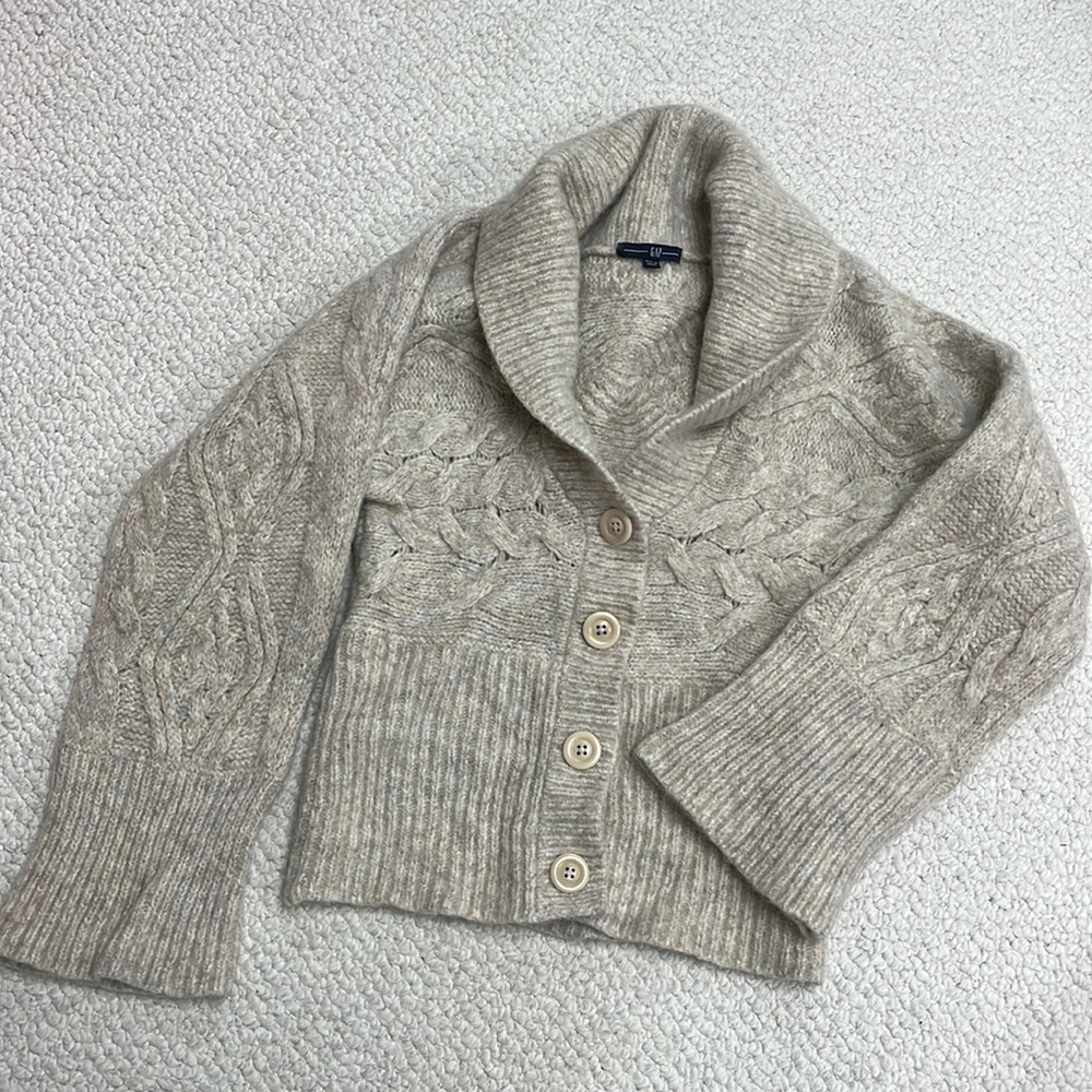 Oatmeal chunky button-down sweater - Picture 1 of 4